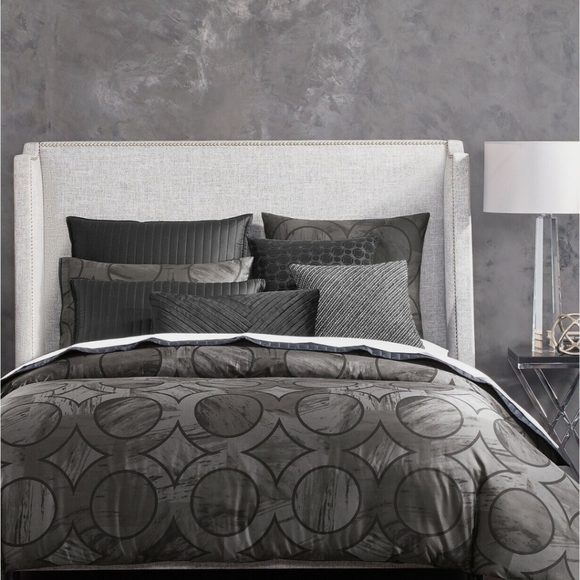 Hotel Collection Cotton Duvet Cover Marble Geo Black/ Gray FULL / QUEEN - Picture 4 of 9